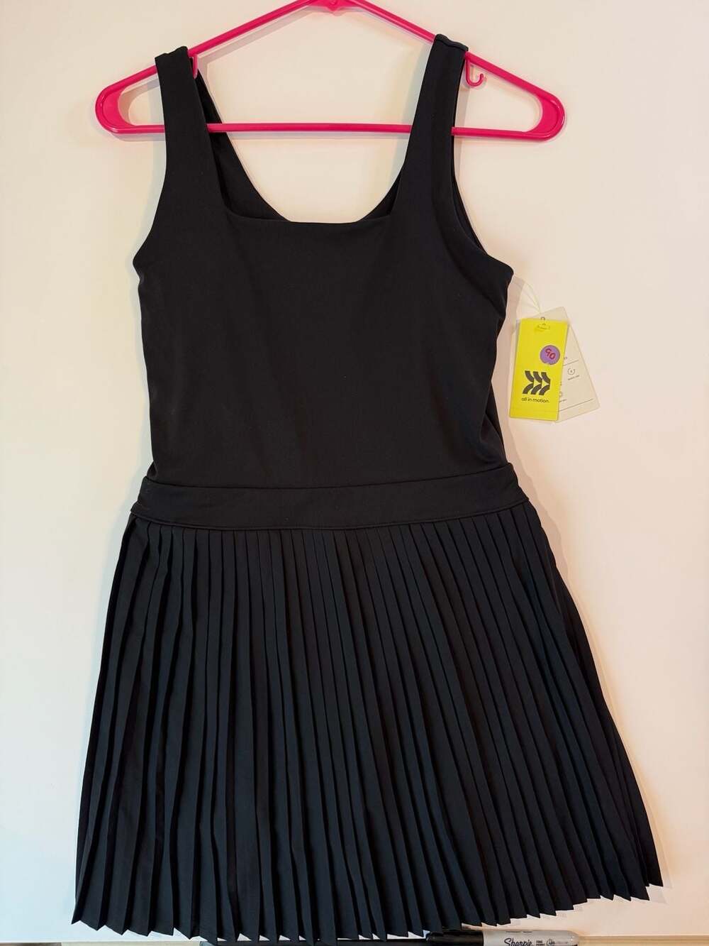 All in Motion Women's Black Pleated Active Dress with Built-in Shorts